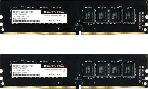 TEAMGROUP Elite DDR4 32GB Kit (2 x 16GB) 2666MHz (PC4-21300) CL19 UDIMM 288 Pin Memoria de escritorio - TED432G2666C19DC01