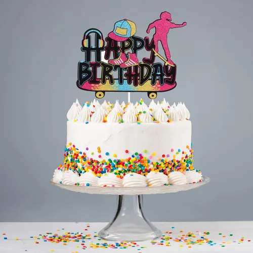Miniatura 3 de Decoración para pastel de cumpleaños para niña, diseño retro de los años 80, 1 unidad, 5.9 x 4.8 pulgadas