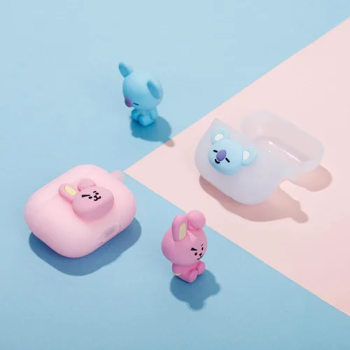 Miniatura 4 de BT21 Funda compatible con Apple AirPods de 3ª generación, funda translúcida de gelatina, carga inalámbrica [mercancía oficial] [7 sabores] (SHOOKY)