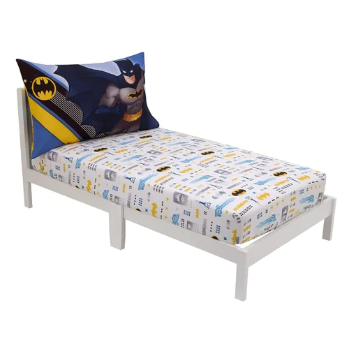 Miniatura 8 de Warner Brothers Batman The Caped Crusader - Juego de sábanas de 2 piezas para niños pequeños, sábana bajera ajustable y funda de almohada reversible