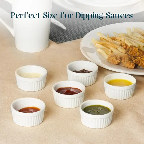 Miniatura 3 de DOWAN Cuencos para inmersión de 1.5 onzas, mini ramequines, pequeños platos de porcelana Ramekin, tazas de postre pequeños cuencos para condimentos