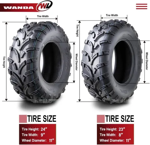 Miniatura 4 de WANDA - Neumáticos para UTV/ATV 23x8-11 delanteros y 24x9-11 traseros / 6PR P373 Lit Mud