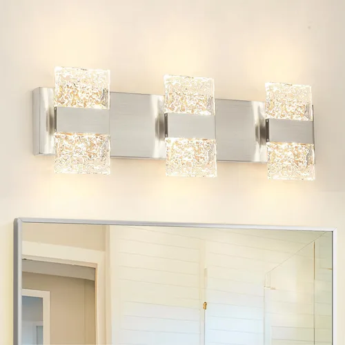 Miniatura 21 de Lámpara de tocador de baño moderna de cromo de 4 luces, elegantes accesorios de iluminación de baño de LED de cromo sobre espejo, accesorios
