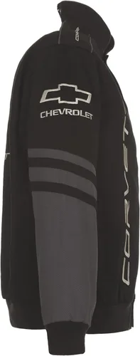 Miniatura 3 de JH DESIGN GROUP Chaqueta Chevy Corvette C8 para hombre, un abrigo de sarga clásico bordado