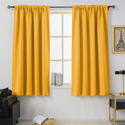 Miniatura 45 de DUALIFE Cortinas opacas de 45 pulgadas de largo, 2 paneles para ventanas pequeñas de dormitorio, aislamiento térmico, bolsillo para barra, cortinas