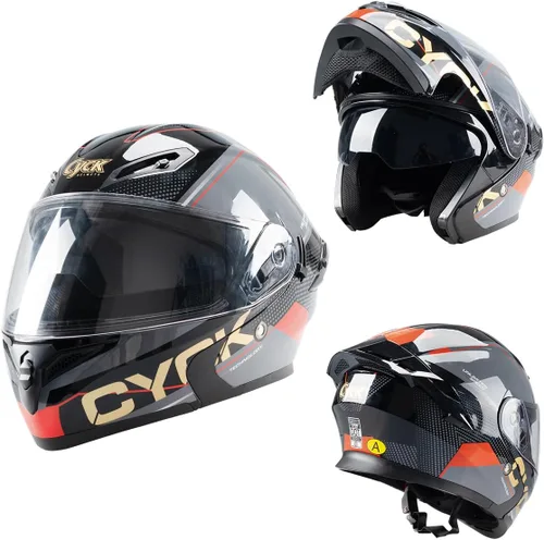 Miniatura 2 de Casco integral para hombres y mujeres adultos con protector solar ahumado Negro Rojo Racing