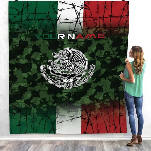 Miniatura 23 de Manta de México con nombre personalizado para hombres y mujeres, manta de bandera personalizable, regalo divertido, felpa mullida, suave microforro