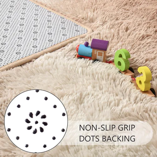 Miniatura 5 de Noahas Alfombras de Área Grandes y Esponjosas de 5x8 pies para Sala de Estar y Dormitorio, Alfombra Gruesa de Pelo Largo Beige y Blanca, Alfombra