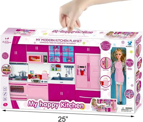 Miniatura 7 de Juego de cocina de muñeca para niños, mi casa de muñecas de cocina moderna Mini con accesorios de juguete de simulación para juego de roles
