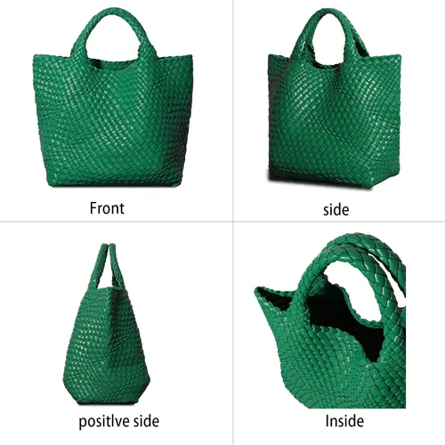 Miniatura 4 de Dyalsa Bolsa tejida para mujer, bolsa de mano de piel vegana, bolsa grande de verano para la playa, bolso retro hecho a mano para viaje