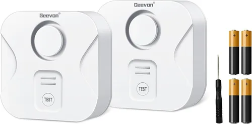 Geevon Paquete de 2 Detectores de Fugas de Agua para el Hogar, Alarma de Sensor de Agua de 100dB, Dispositivos de Detección de Fugas e Inundaciones