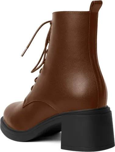 Miniatura 132 de ROSERWISH Botas altas de tacón bajo y grueso para mujer, con cordones, cómodas, modernas, con puntera redonda, de 2.5 pulgadas