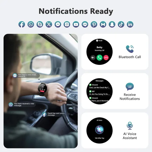 Miniatura 4 de Blackview Reloj inteligente 2025 (respuesta/hacer llamadas), reloj de fitness para hombres y mujeres con frecuencia cardíaca/spO2/monitor de sueño/2