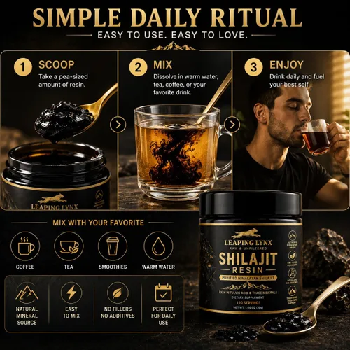 Miniatura 3 de Resina Shilajit del Himalaya de 1,000 mg – 85+ oligominerales, ácido fúlvico orgánico de grado dorado Cosechado alpino, secado al sol y purificado