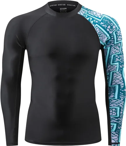 Miniatura 2 de HUGE SPORTS Camiseta de protección contra erupciones de manga larga para hombre UPF 50+ con protección UV, de secado rápido, con costuras de Zigzag
