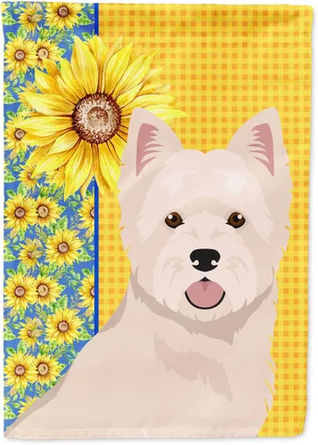 Miniatura 380 de Caroline's Treasures WDK5331CHF - Bandera de verano con diseño de girasoles rojos y blancos, manga grande, para porche, para colgar en la pared