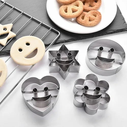 Cortadores de galletas de acero inoxidable para hornear moldes de galletas para hornear metal, herramientas de modelado de cocina, 4 piezas (cara