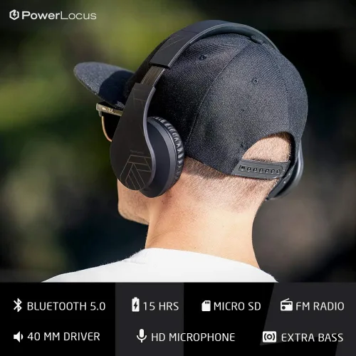 Miniatura 2 de PowerLocus - Audífonos Bluetooth sobre las orejas, auriculares inalámbricos plegables estéreo con cable y sin cable con micrófono incorporado, Micro