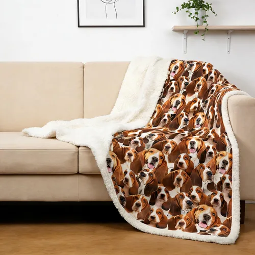 Miniatura 27 de BlessLiving Golden Retriever - Manta con patrones densos de perros, manta de forro polar Sherpa para sofá cama, manta suave y acogedora