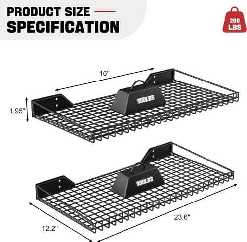 Miniatura 3 de Ultrawall Estante de almacenamiento montado en la pared para garaje, paquete de 2 estantes de metal, estantes organizadores de pared de alta