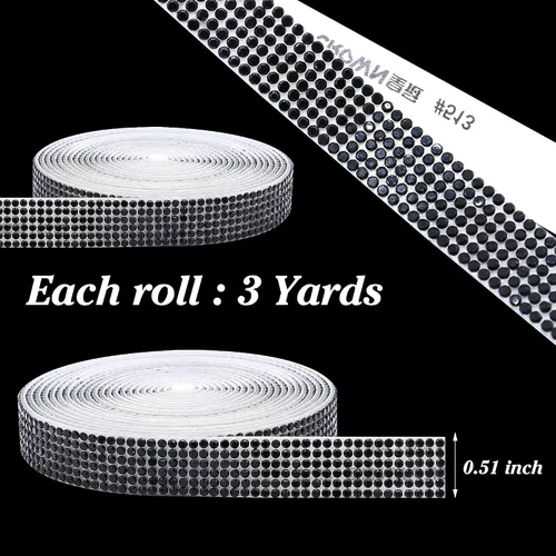 Miniatura 4 de Tiras negras autoadhesivas con diamantes de imitación y cristal, cinta de brillo con diamantes de 2 mm para manualidades artísticas, boda, Navidad