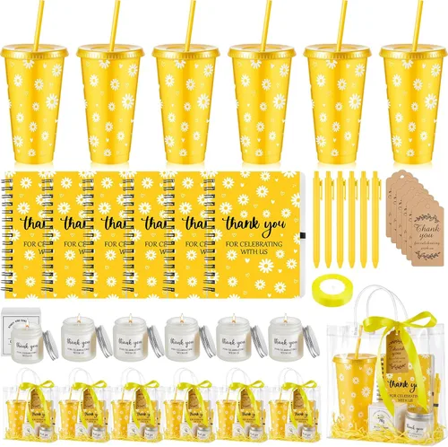 Miniatura 47 de Nuogo Juego de 6 premios de ducha para padres para jugadores, adultos, incluye vaso de plástico, cuaderno, velas perfumadas, bolígrafo, bolsa