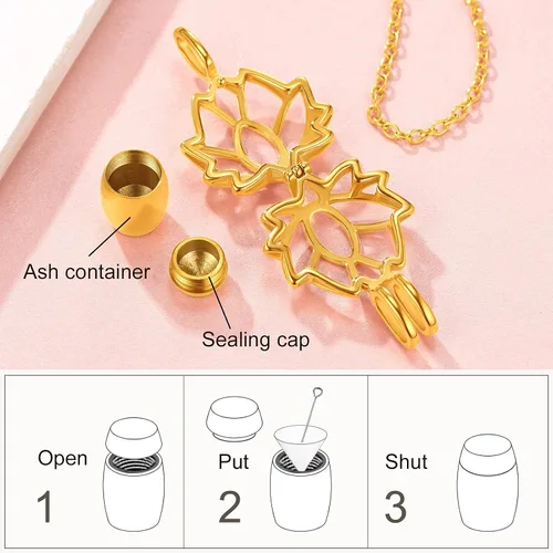 Miniatura 20 de FindChic Collares personalizados con urna para cenizas, barra vertical, gato, luna, reloj de arena, garra de perro, acero inoxidable, chapado en oro