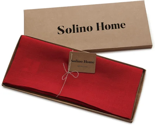 Miniatura 5 de Solino Home Camino de mesa de lino, 14 x 120 pulgadas, rojo, Fete, hecho a mano y lavable a máquina, tela natural, lino europeo, 100% lino puro