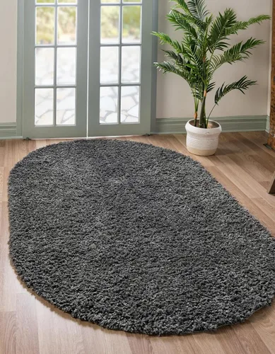Miniatura 40 de Unique Loom Davos Shag Collection - Alfombra de área, color liso (4 pies 1 pulgada x 6 pies 1 pulgada, rectangular, color pimienta)