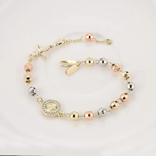 Miniatura 49 de HZMAN Pulsera de cruz con cuentas de rosario virgen de Guadalupe ajustable para mujer, regalo de joyería