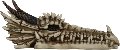 Miniatura 3 de Ebros Gift Estatuilla de quemador de incienso con cabeza de dragón fósil antiguo rogón gótico medieval Esqueleto Esqueleto Escultura macabra Oso