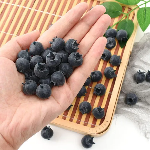 Miniatura 2 de Arándano artificial, 50 unidades de arándanos falsos realistas de simulación de bayas azules de frutas falsas para manualidades, hogar, cocina