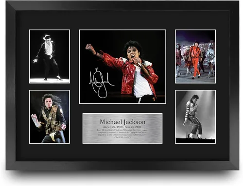 Miniatura 3 de HWC Trading Colección Michael Jackson 16 x 12 pulgadas Regalos Imagen impresa autografiada para fanáticos de recuerdos de música - 16" x 12