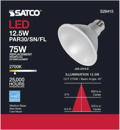 Miniatura 5 de Satco S29415 12.5 vatios; LED PAR30SN; 2700 K; paquete de 12 cumple con California
