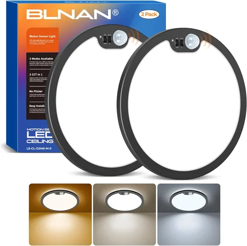 Miniatura 8 de BLNAN Lámpara de techo con sensor de movimiento con cable, 8.7 pulgadas, 3000 K, 4000 K, 5000 K, seleccionable, lámpara LED de montaje empotrado
