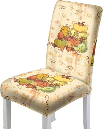 Miniatura 42 de Rnyleeg Thanksgiving Chair Covers for Living Room No Arms Turkey Pumpkin Stretch Dining Chair Covers Set of 6 Soft Washable Kitchen Chair Protector