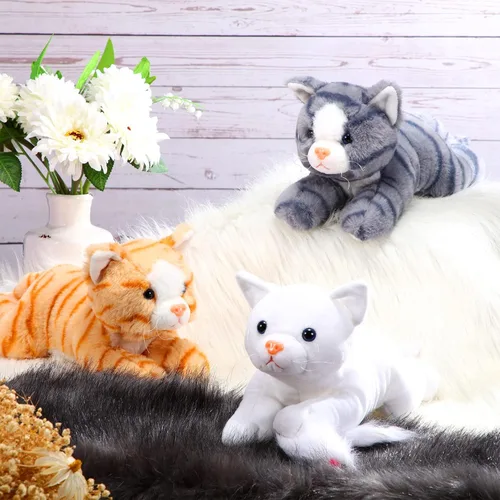 Miniatura 4 de 3 piezas de peluche de gato de 9 pulgadas, regalo para baby shower, regalos de fiesta, lindos juguetes de peluche para gatos pequeños, suministros