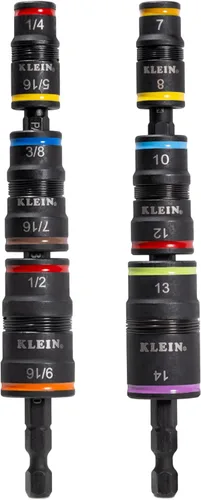 Miniatura 11 de Klein Tools 32931 Juego de llaves de impacto SAE 3 en 1, 1 enchufe abatible con tamaños de destornillador de tuerca de 1/4 y 5/16 y soporte