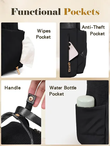 Miniatura 4 de MOMINSIDE Mochila para pañales - Bolsa de viaje esencial para bebé, bolsa de pañales para bebé, bolsa de pañales de artículos esenciales de viaje
