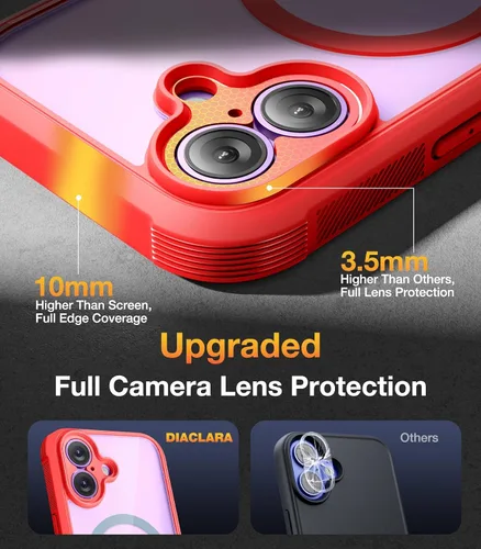 Miniatura 358 de Diaclara Funda diseñada para iPhone 16, mejorada [protección completa de la cámara], carcasa resistente de cuerpo completo con protector de pantalla