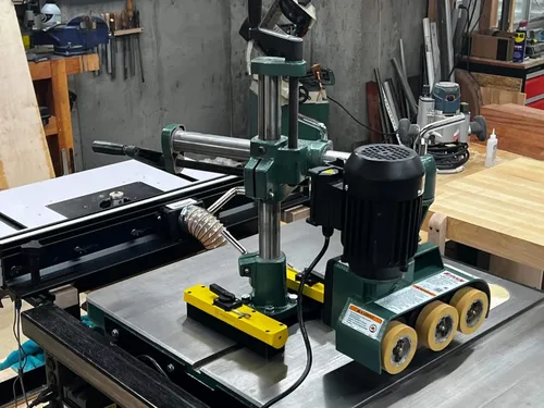 Miniatura 3 de Magswitch Soporte de alimentador eléctrico, mesa de sierra de mesa de hierro fundido, montaje de perfil bajo, placa de montaje conmutable de 4