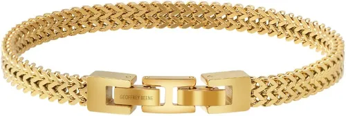 Miniatura 2 de Geoffrey Beene Mens Stainless Steel Double Franco Chain Bracelet with Extension