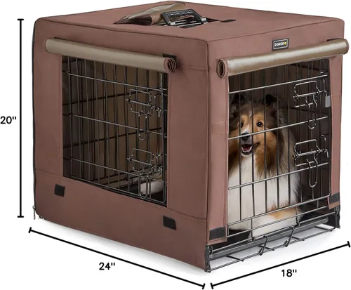 Miniatura 7 de DONORO Jaulas para Perros de Tamaño Pequeño para Interiores con Doble Puerta, Perreras y Casas para Cachorros y Gatos, Jaulas Plegables de Metal