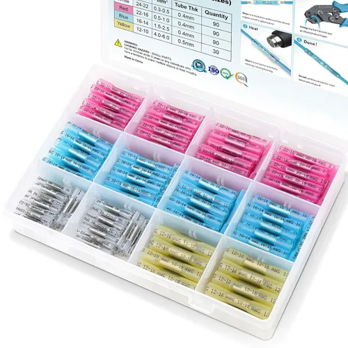 Miniatura 11 de TICONN - Juego de 100 piezas de conectores de alambre termorretráctiles, terminales de alambre eléctrico aislados y resistentes al agua