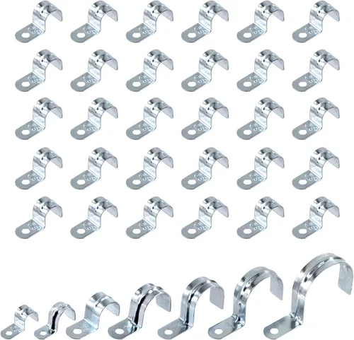 Miniatura 11 de Swpeet 30 piezas de 1-1/2 "(40 mm) zinc plateado un agujero EMT correa de tubo, correas de tubería U soporte de tubo abrazadera de tubo 1 agujero a