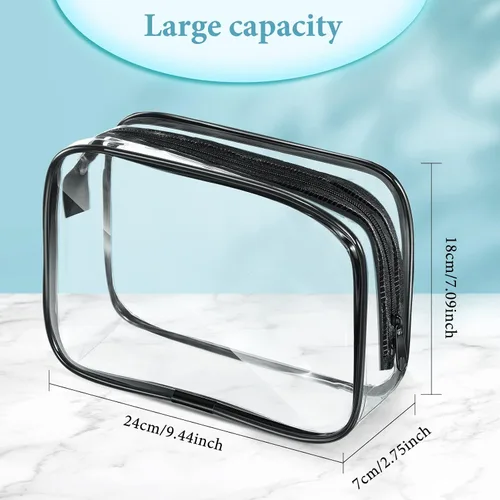 Miniatura 2 de Weewooday 12 piezas bolsas transparentes para maquillaje, bolsas de almacenamiento de cosméticos, estuches de PVC con cremallera, bolsas de viaje