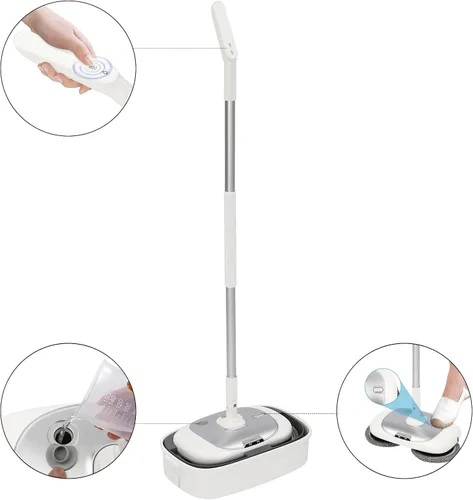 Miniatura 2 de Trapeador eléctrico con cubo de limpieza, pulidor de piso inalámbrico, paquete de 4 almohadillas para trapeador, limpieza automática, hasta 100