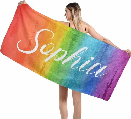 Miniatura 43 de MyPupSocks Toallas de playa para niñas, toallas personalizadas de teñido anudado con nombres para niños y adultos, toallas de playa personalizadas