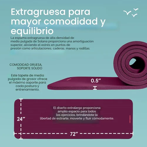 Miniatura 3 de Retrospec Solana - Esterilla de yoga de 1/2 pulgada de grosor con correa de nailon para hombres y mujeres, tapete de ejercicio antideslizante