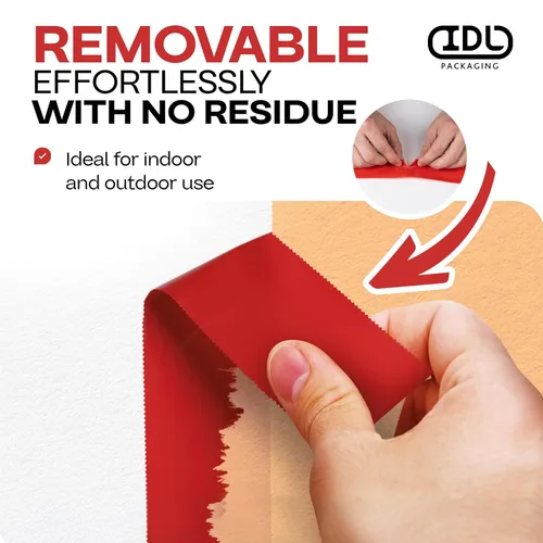 Miniatura 4 de IDL Packaging Cinta de estuco roja de 2 pulgadas x 60 yardas, 3 rollos, resistente – 60 días de larga duración – Se quita sin dejar rastro